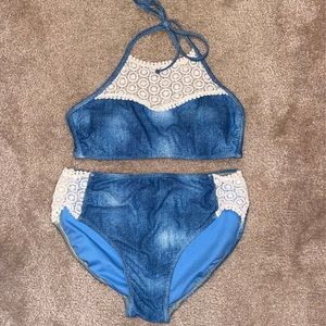 Halter top, high waisted bikini